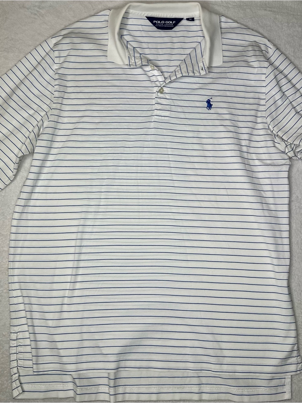 Polo Golf Ralph Lauren 100% Pima Cotton Striped Polo Men’s M White Blue